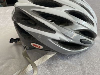 Bell White and Silver Cycling Helmet Vented Bicycle Safety Gear Size Large