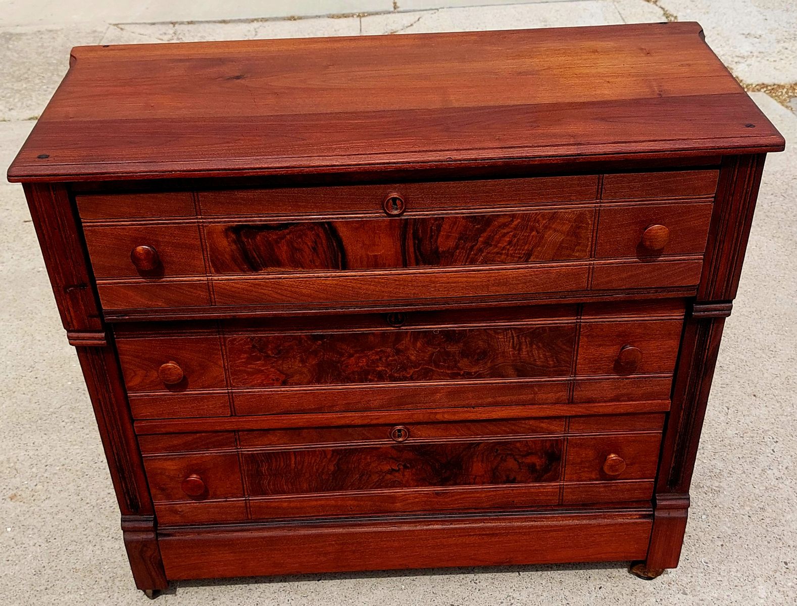 Antique Mahogany Eastlake Dresser 3 Drawer