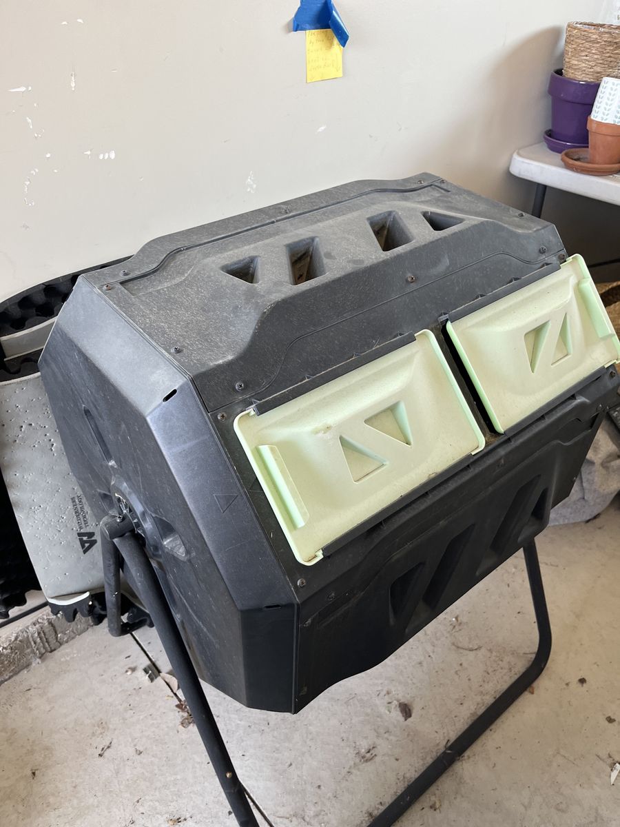 Dual Chamber Tumbling Compost Bin with Metal Stand
