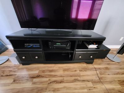 Black Wooden TV Stand Media Console Entertainment Center with Storage Drawers & Shelves