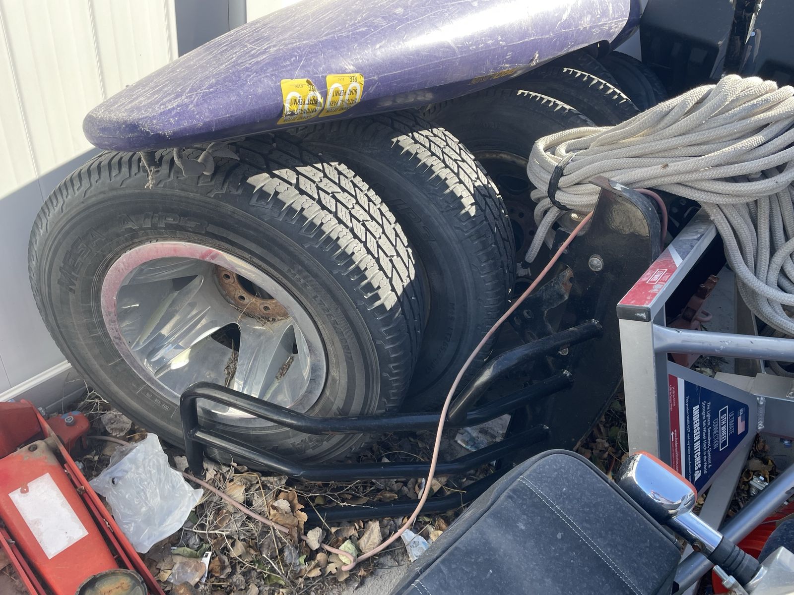 2008 Chevy 3500 Truck Rims and Tires with 50% Tread, Hub Caps & Lug Nuts Included