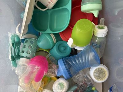 Large Lot of Baby Feeding Supplies - Bottles, Sippy Cups, Plates, Utensils & More