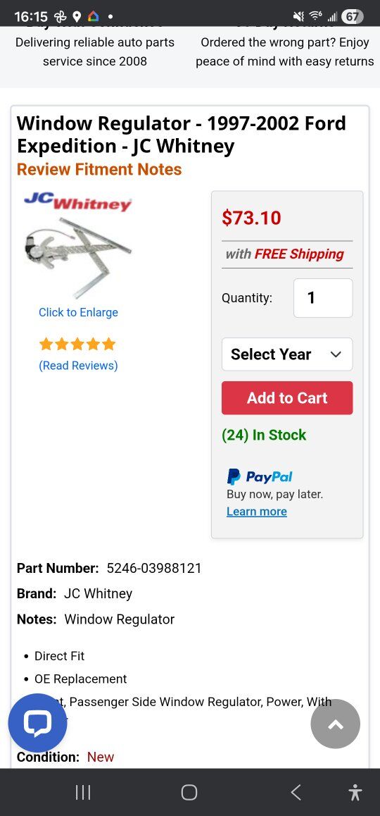 Window Regulator for 1997-2002 Ford Expedition