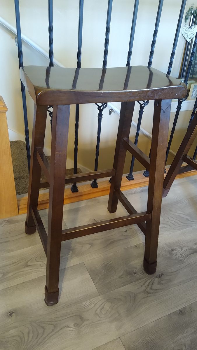 Three Bar Stools - Dark Wood