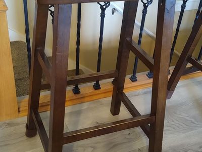 Three Bar Stools - Dark Wood
