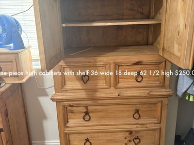Wooden TV Stand/Armoire with Drawers & Cabinets - 37"W TV Top, 36"W x 62.5"H Armoire