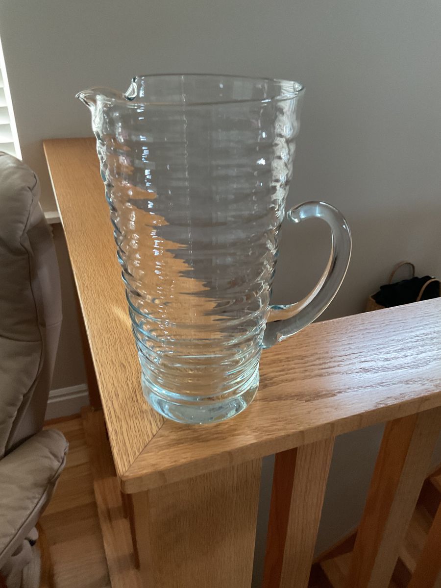 New -Blown Glass Pitcher, Ripple Pattern