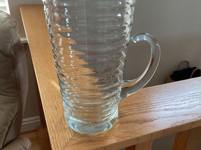 New -Blown Glass Pitcher, Ripple Pattern