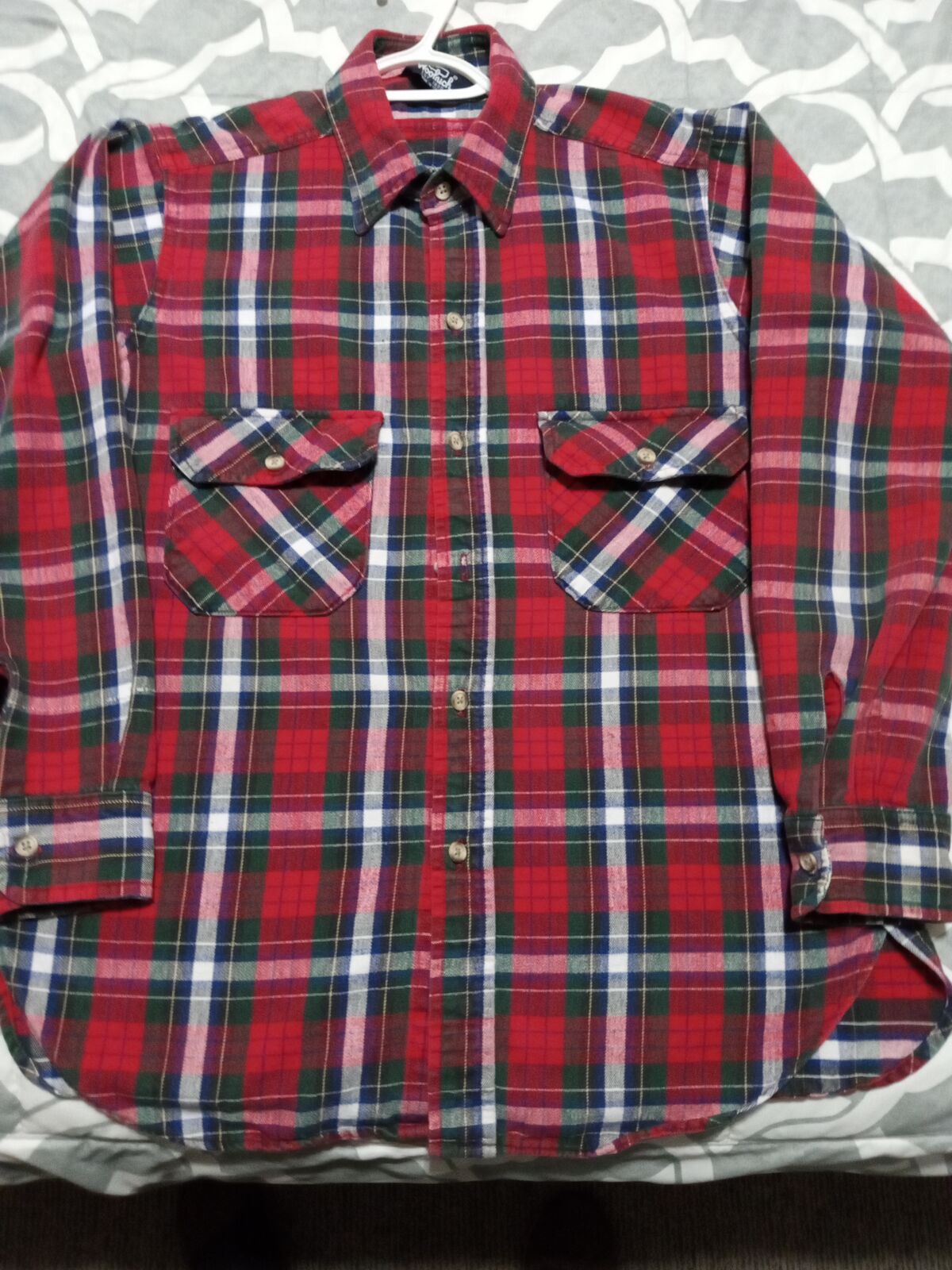 Men's Woolrich flannel scotch plaid tartan shirt made in USA size