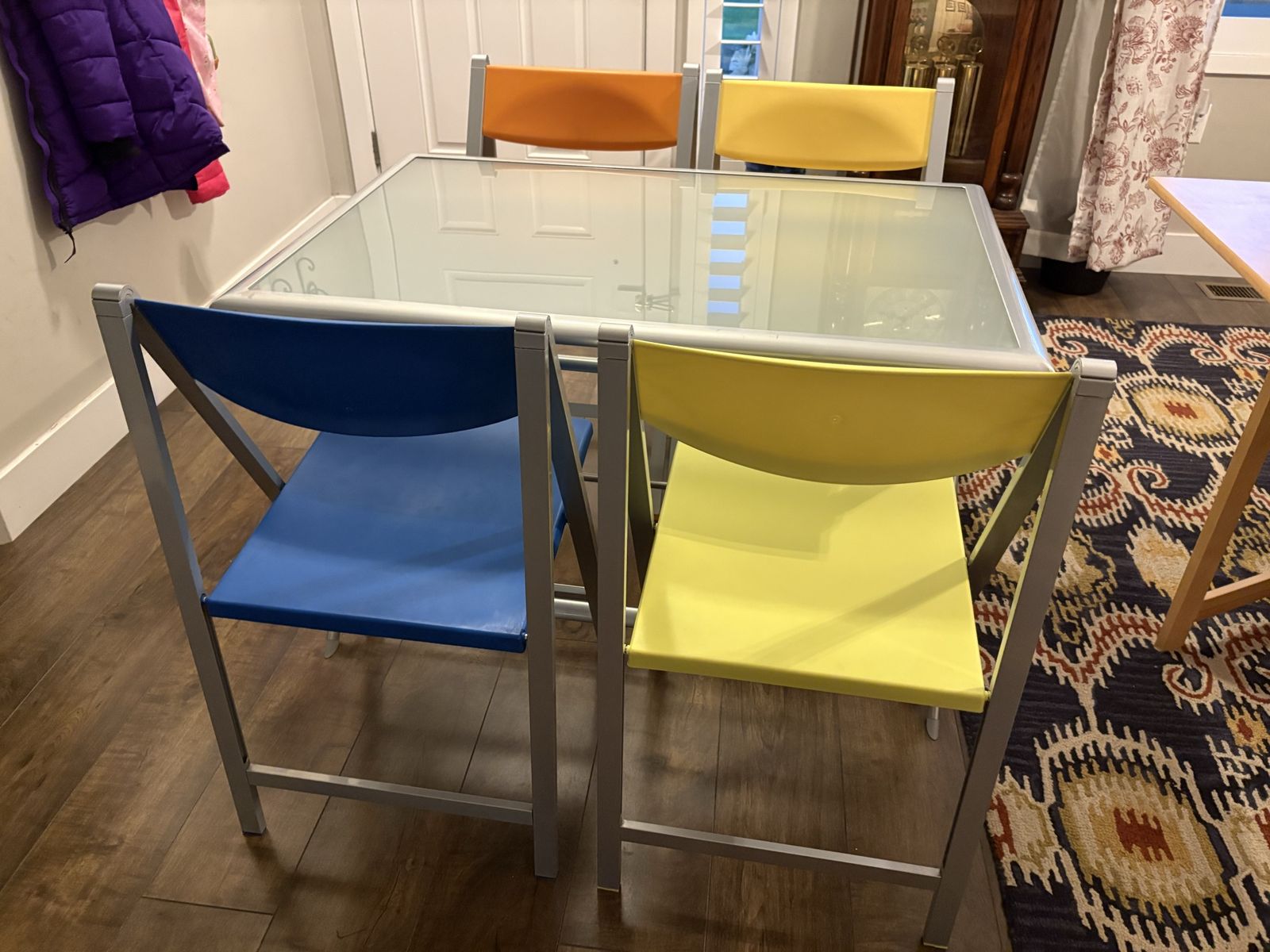 Vintage foldable dining table and chairs