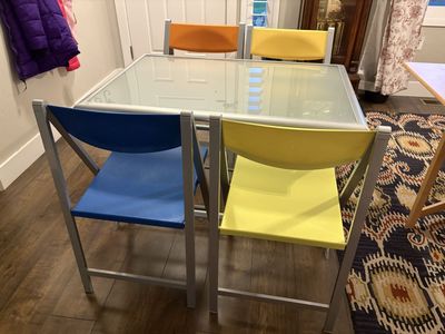 Vintage foldable dining table and chairs