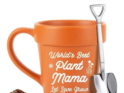 2 Sets World's Best Plant Mama Coffee Mug & Shovel Spoon Set - "Let Love Grow" NEW