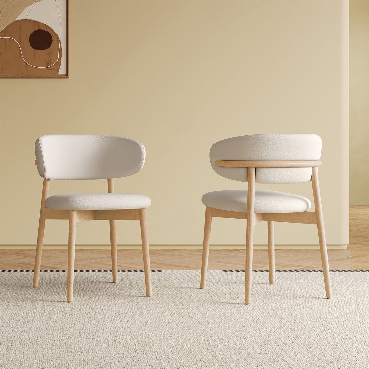 Mid-Century Modern Wood Feet Dining Chair (Set Of 2)