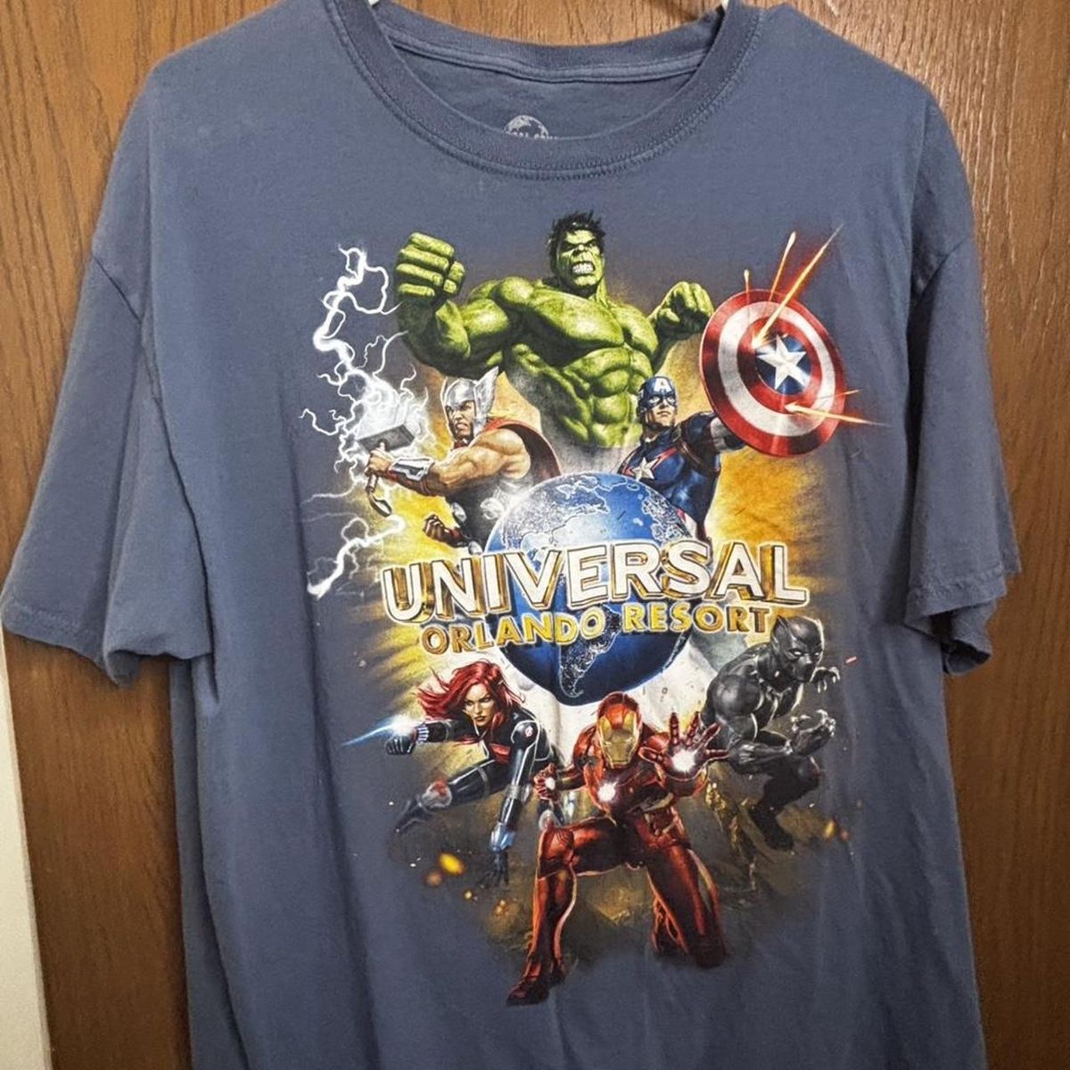 Universal Orlando Resort Marvel Avengers T-Shirt Blue Size L