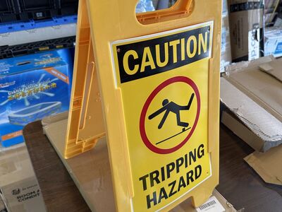 "Caution - Tripping Hazard" Folding Floor Sign x3 — New