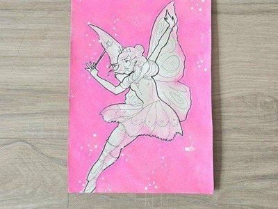 Hand painted Pink Fairy Illustration