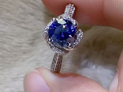 1 Carat Blue Moissanite Ring, Sterling Silver, Size 5, with GRA Certification