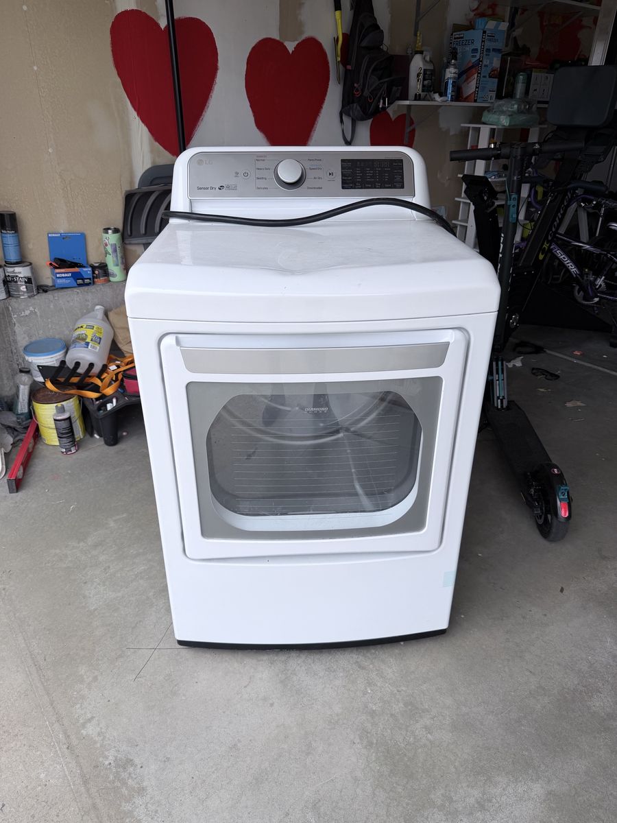 LG DLE7300WE White Front Load Electric Dryer with Sensor Dry - Used, Good Condition