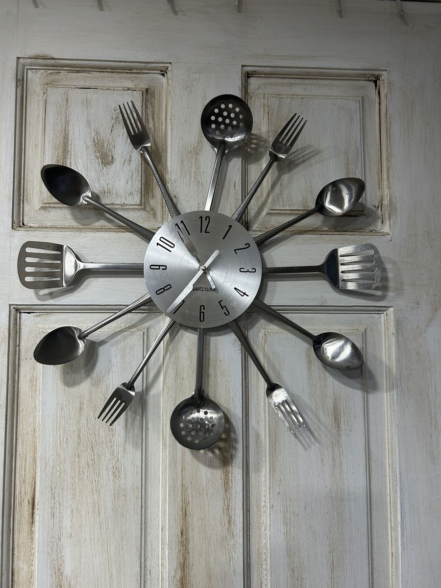 Fun, whimsical utensil clock/artwork