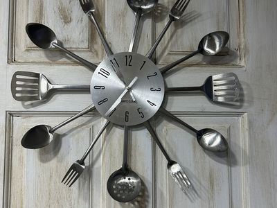 Fun, whimsical utensil clock/artwork