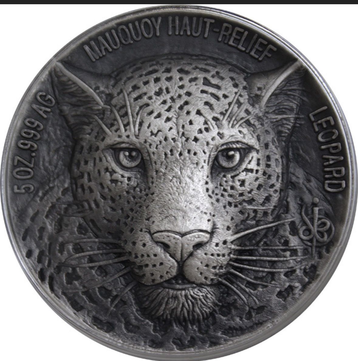 2018 5 oz .999 Silver Big Five Leopard Coin - Rare