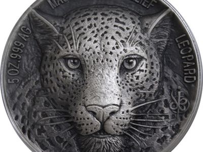 2018 5 oz .999 Silver Big Five Leopard Coin - Rare