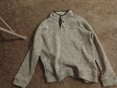 Eddie Bauer Men's Medium Gray Fleece Snap-Up Pullover Sweater