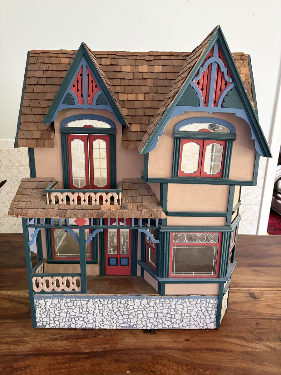 Vintage Handcraft Wooden Victorian Dollhouse