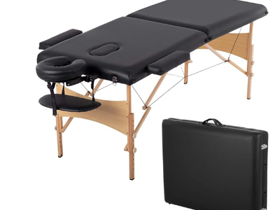 Sierra Comfort Portable Massage Table with Case & Attachments, Black