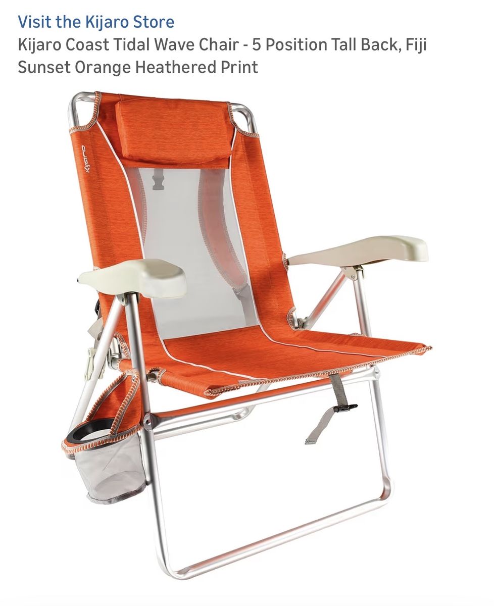 Kijaro Coast Tidal Wave Beach Chair - 5 Position Backpack Chair - Fiji Sunset Orange