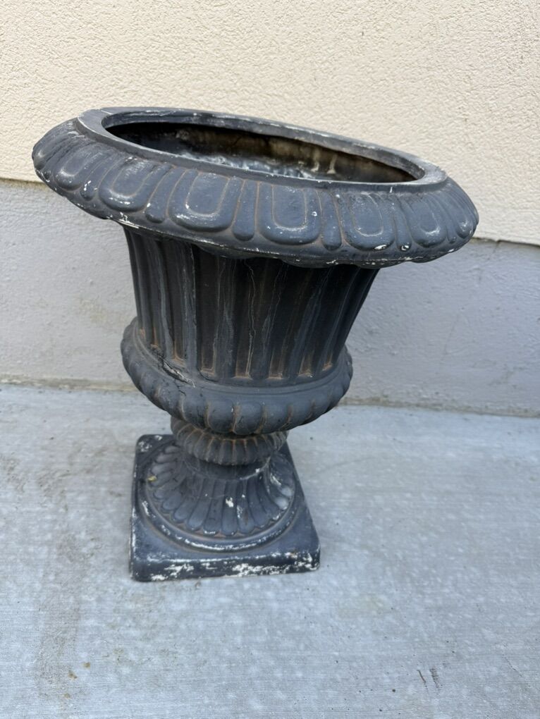 Tall Black Pedastool Pot 19 T 17 W