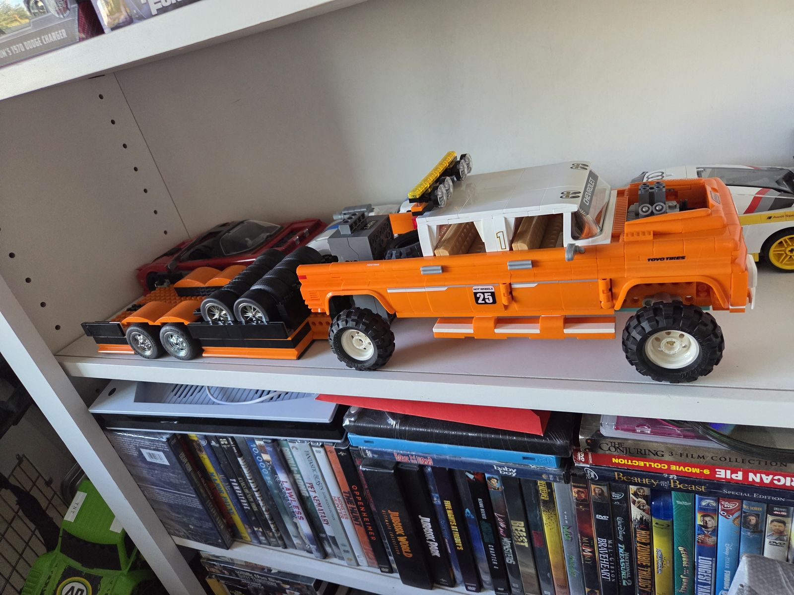 Custom built Lego truck with trailer thats rc powered so it moves