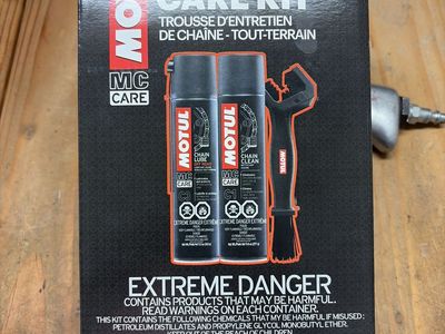 Motul MC Care Off Road Chain Care Kit - Lube, Clean, Brush & Gloves for Motorcycle ATV