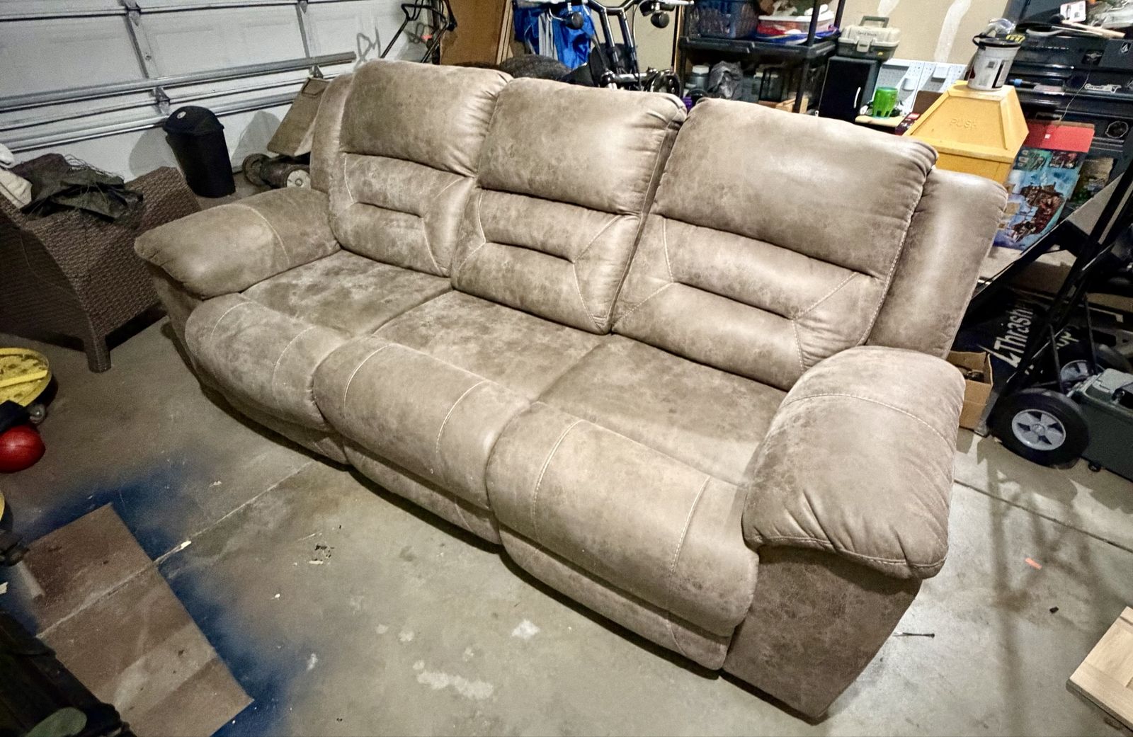 Used Power Reclining Sofa Couch - Beige, Great Condition