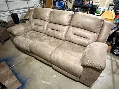 Used Power Reclining Sofa Couch - Beige, Great Condition