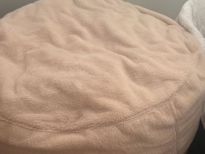Set of two Cozy Beige Plush Beanbag Chair Soft Faux Fur Lounge Seat
