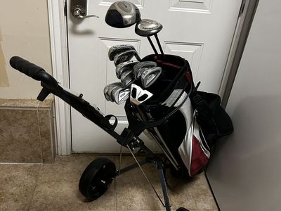 Full Golf Set, Cart, Bag, Driver, 3W,Irons, Putter