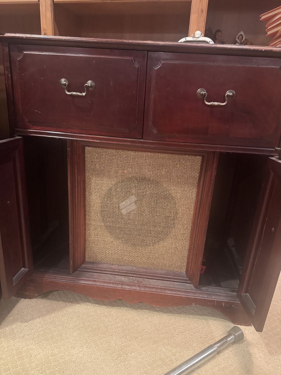 Antique tv and record player with radio
