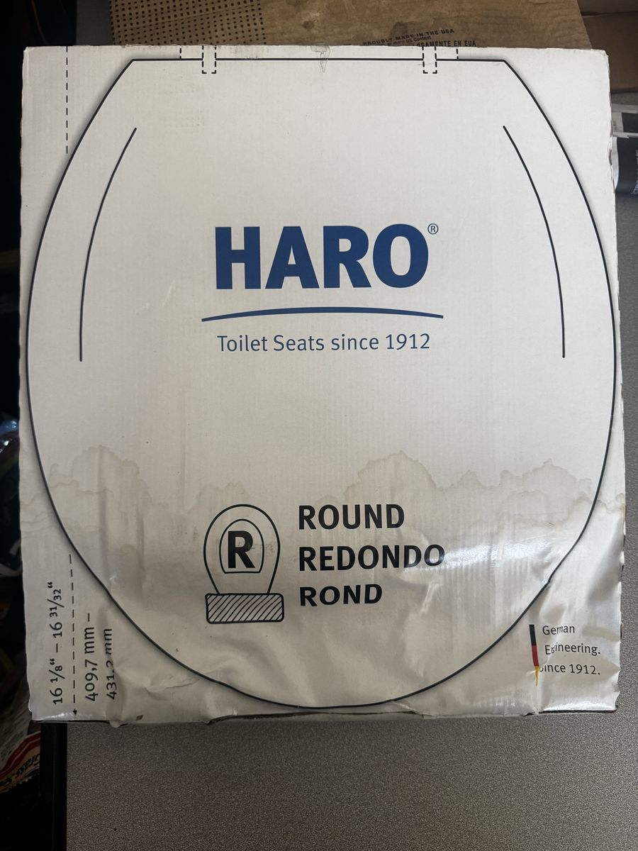 Haro Round Toilet Seat White - New in Box - German Engineered since 1912 - Fits 16 1/8" - 16 31/32"