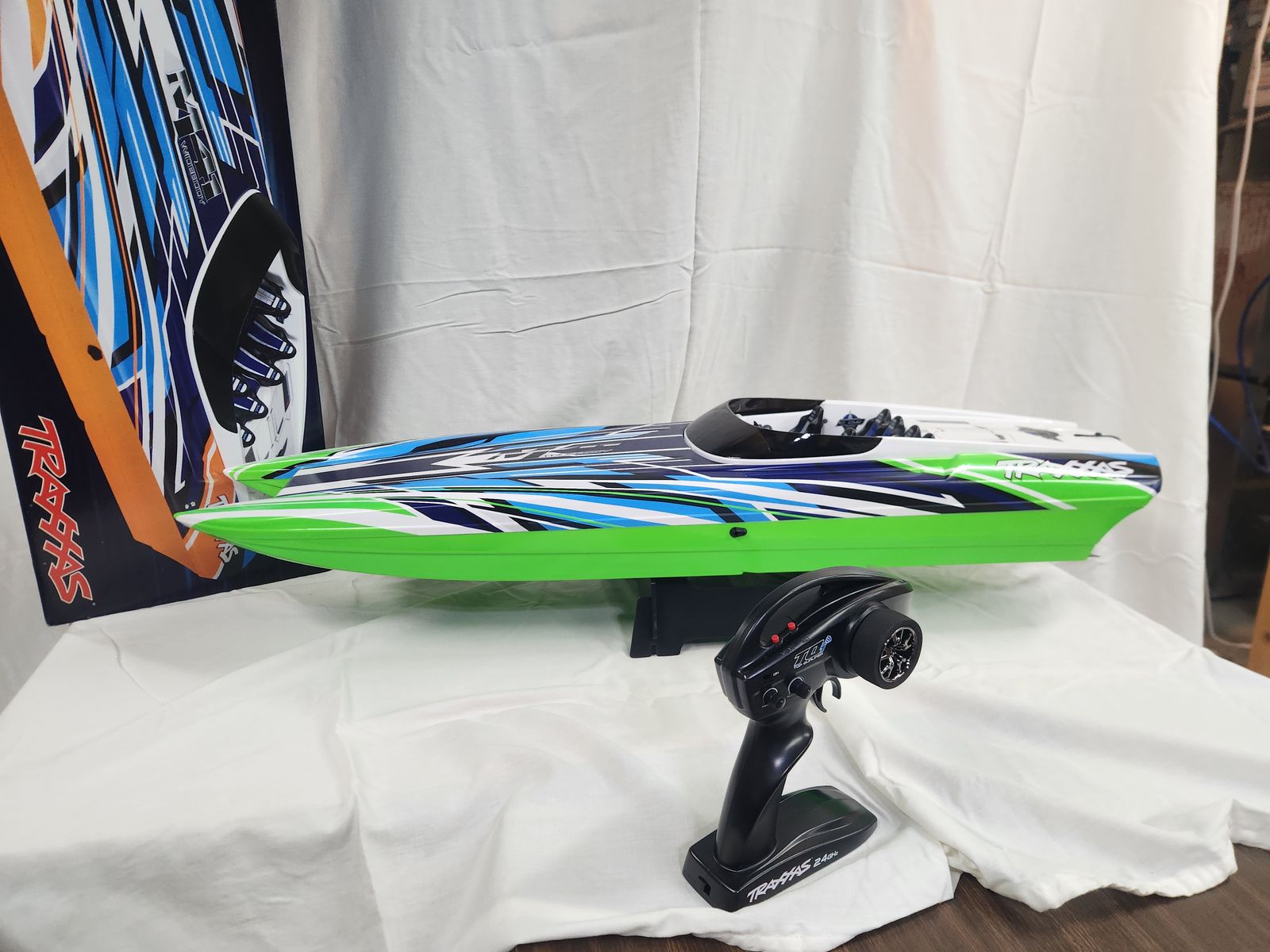 RC truck and boat w/trailer