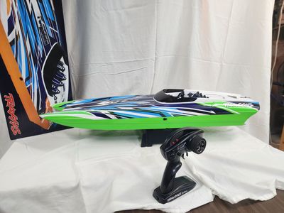 RC truck and boat w/trailer