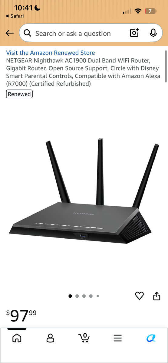 NETGEAR Nighthawk AC1900 Smart WiFi Router Model: R7000
