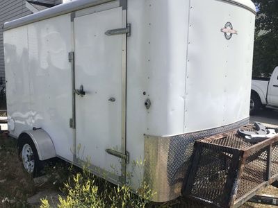 6x12 ENCLOSED CARGO TRAILER- SINGLE AXLE WHITE- READY TO WORK !!! ALL LIGHTS WORKING, ALMOST NEW TIRES. GREAT BUY!!!