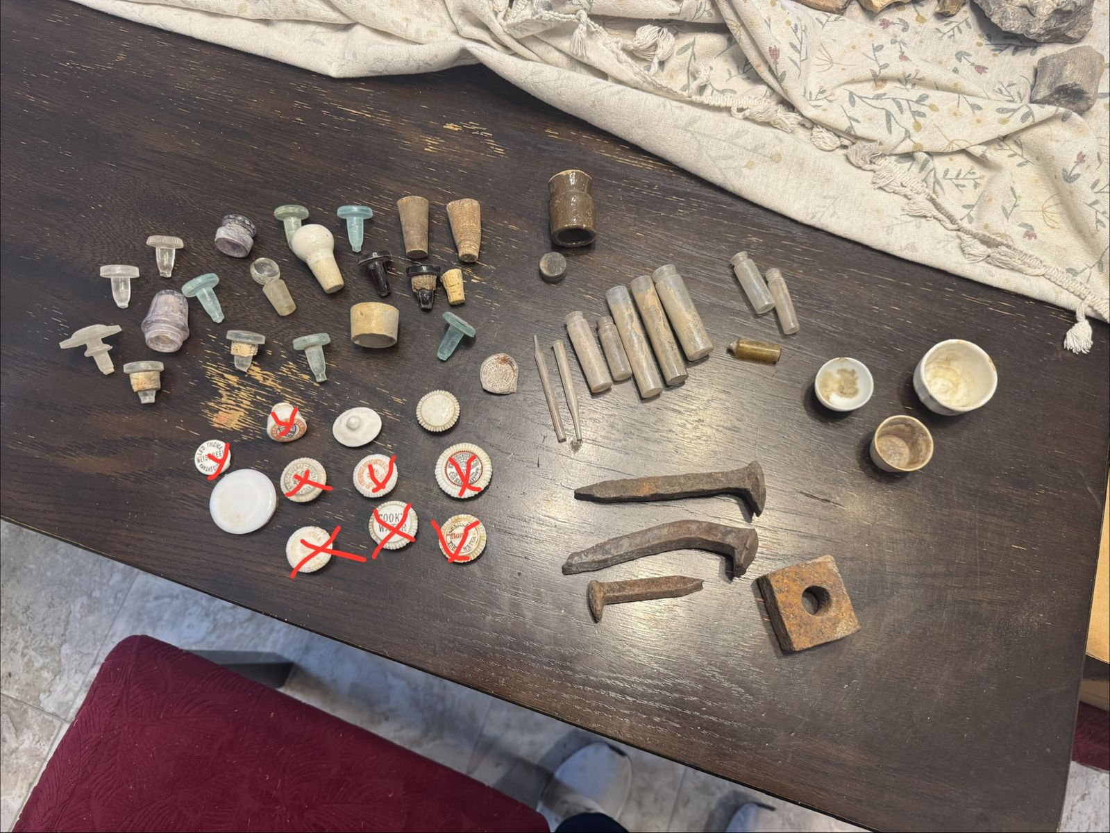 Vintage Bottle Stoppers, Antique Nails, & Glass Vials - Historic Relics Collection