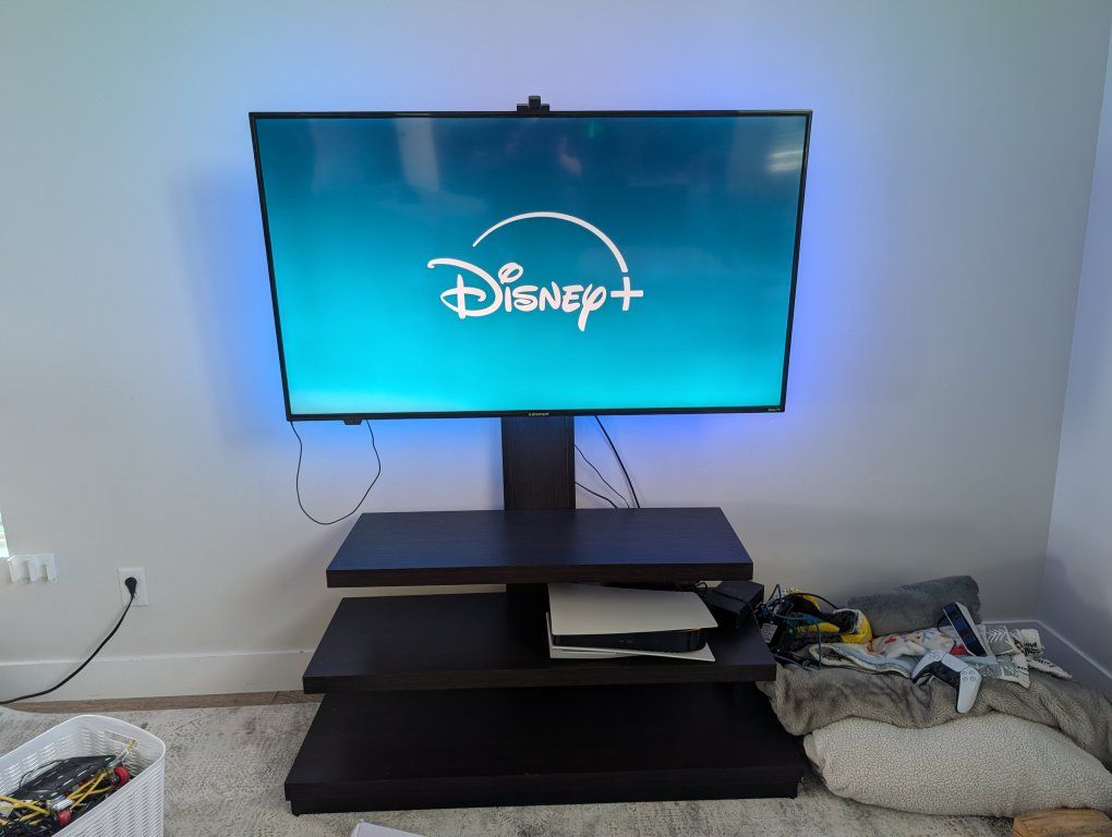 55" TV with Integrated 3-Tier Entertainment Stand and Mount
