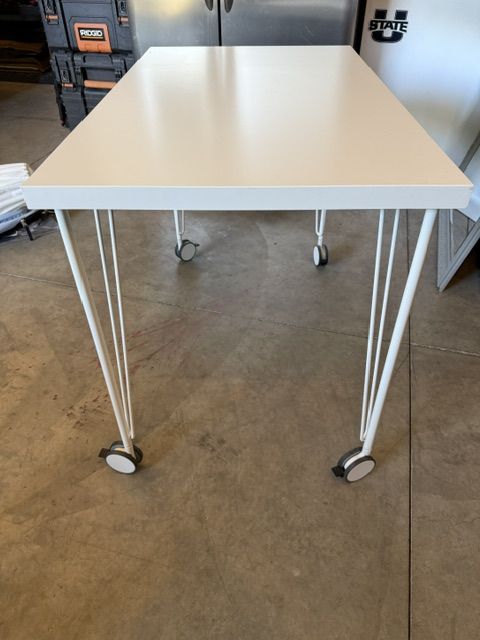 White Desk with Casters - Gently Used