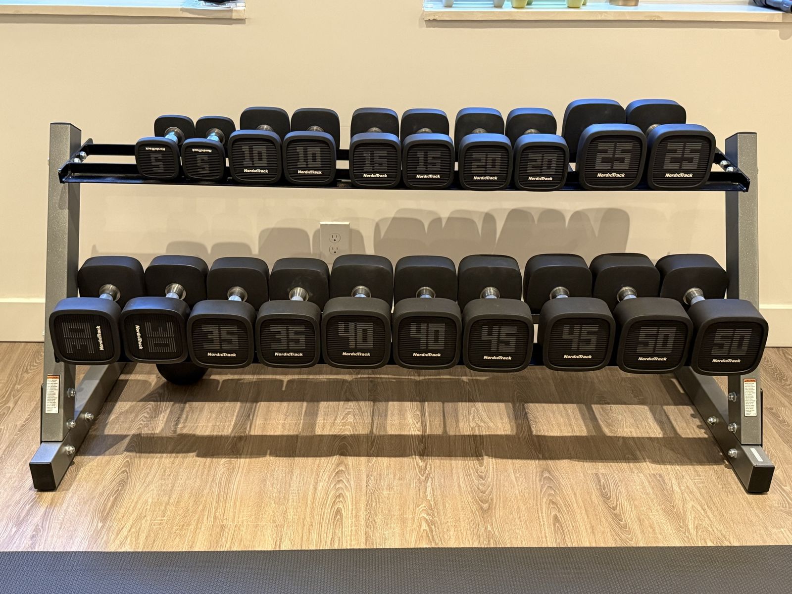 NordicTrack Premium Dumbbell Set 5-50 lb (10 Pairs, 550 lb) + 2-Tier Rack