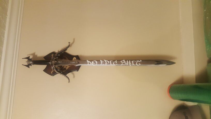 dragon sword white lettering is removable
