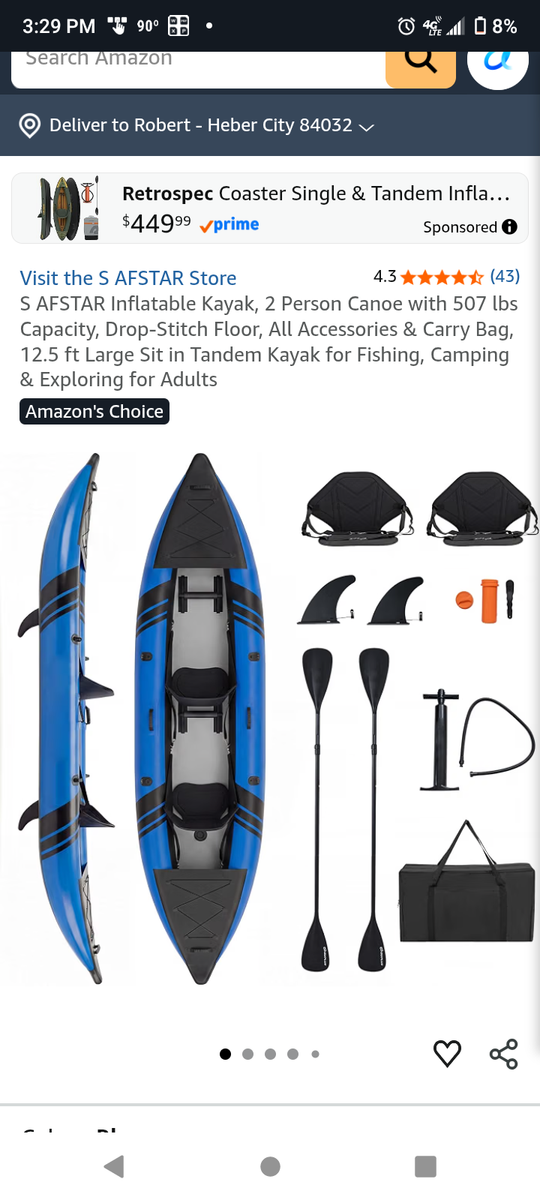 12.5ft Tandem Inflatable Kayak Set - 2 Person 507 lb Capacity