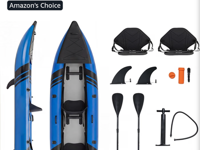12.5ft Tandem Inflatable Kayak Set - 2 Person 507 lb Capacity